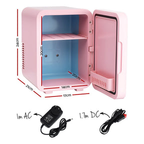 Glacio Mini Fridge Skincare Beauty Cooler Warmer LED Mirror 12V 220V Pink 4L