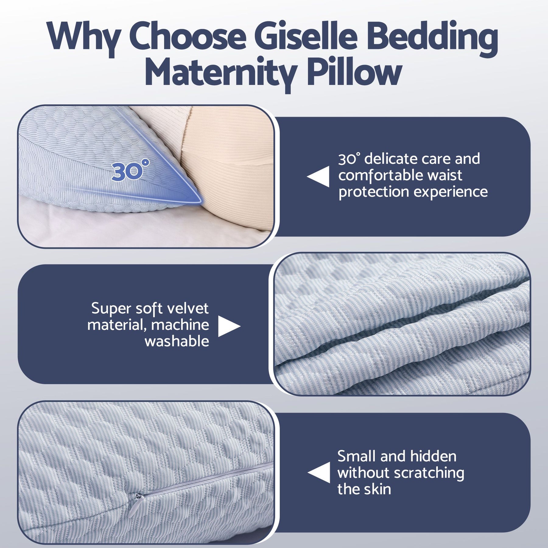 Giselle Bedding Cooling Adjustable Body Pillow | Full Length Sleeping Pillow Blue 37x87cm