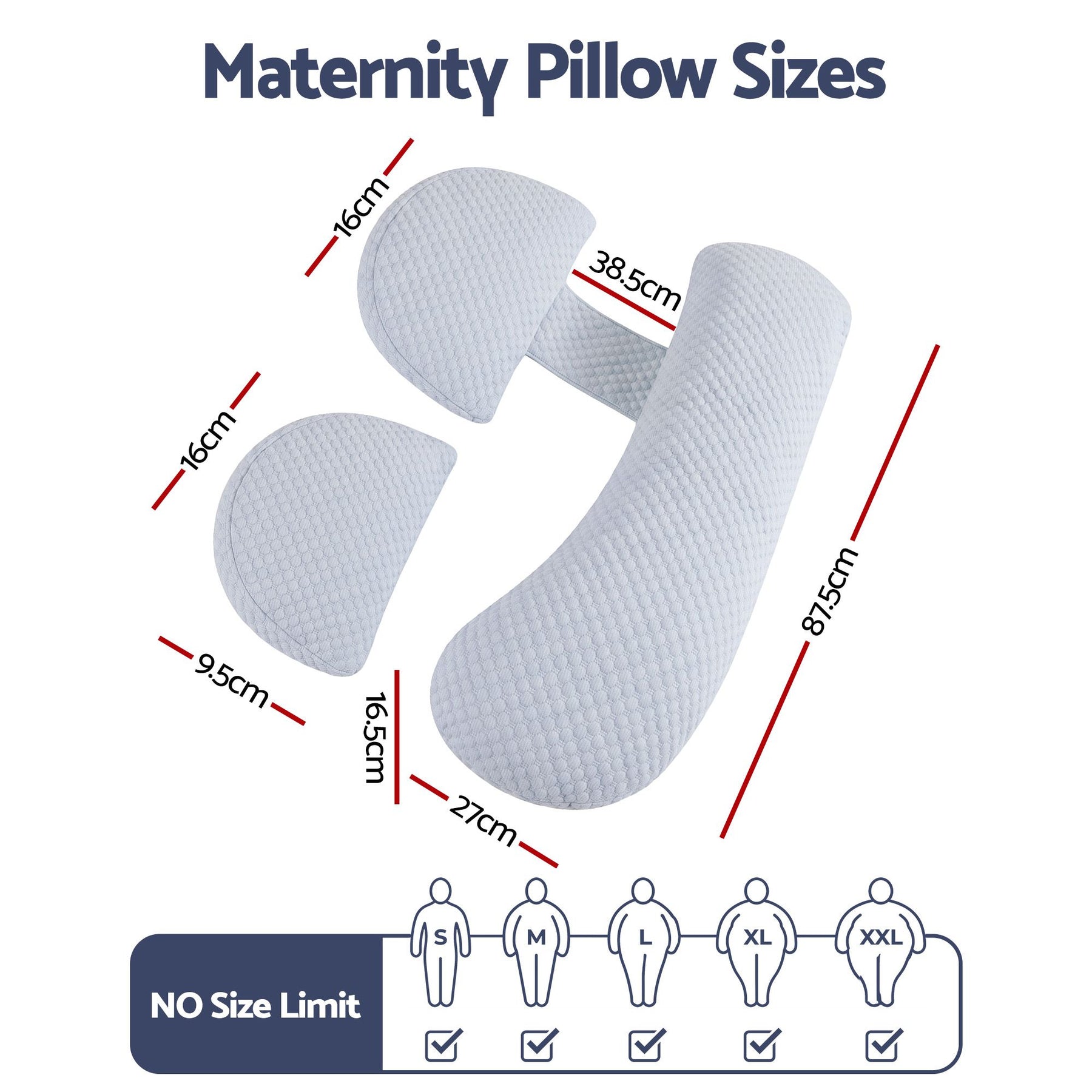 Giselle Bedding Cooling Adjustable Body Pillow | Full Length Sleeping Pillow Blue 37x87cm