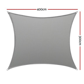 Instahut Shade Sail Cloth Shadecloth Rectangle Canopy 280gsm 3x4m