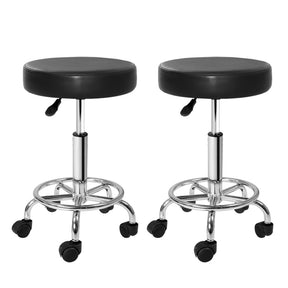 Artiss 2x Salon Stool Round Swivel Chair Black