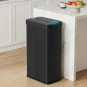 Devanti Rubbish Bin 70L Automatic Sensor Kitchen Bin, Slim Smart Garbage Can Touchless Rectangular with Liner Holder, Fully Closed Lid for Bedroom, Bathroom, Living Room, Black