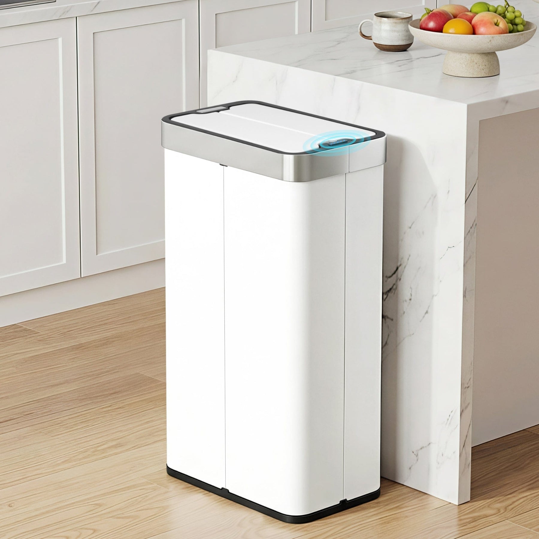 Devanti 70L Automatic Sensor Kitchen Bin – Touchless Smart Rubbish Bin - White