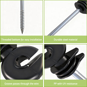 Giantz Electric Fence Ring Insulators 100pcs Stand off Screw in Insulator Black