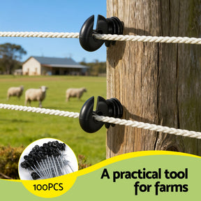 Giantz Electric Fence Ring Insulators 100pcs Stand off Screw in Insulator Black