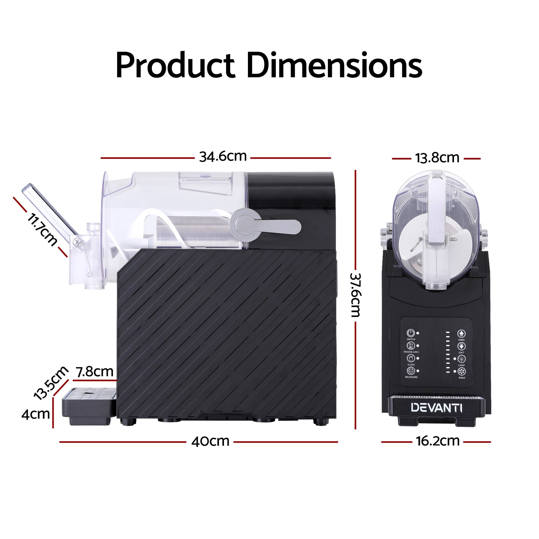 Devanti 1.8L Slushie Machine Maker Frozen Smoothies Milkshakes Black