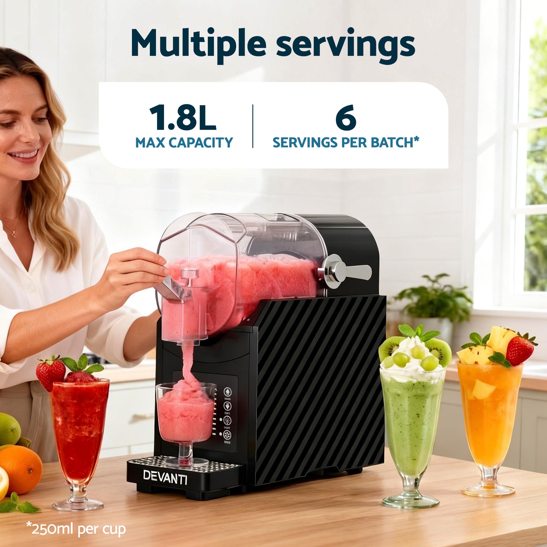 Devanti 1.8L Slushie Machine Maker Frozen Smoothies Milkshakes Black