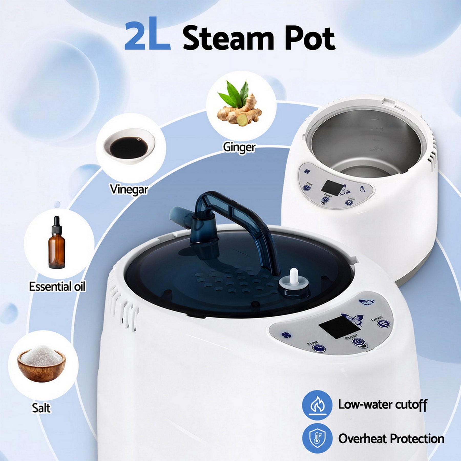 Devanti Portable Steam Sauna Tent 1000W 2L Steamer Pot Personal Home SPA Timer