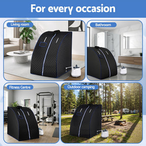 Devanti Portable Steam Sauna Tent 1000W 2L Steamer Pot Personal Home SPA Timer