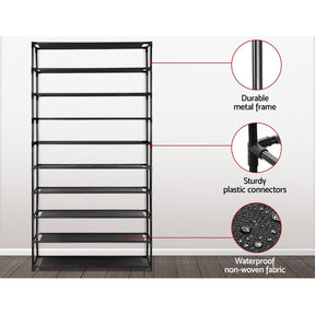 Artiss Shoe Rack Cabinet Stackable 50 Pairs 10-Tier Black