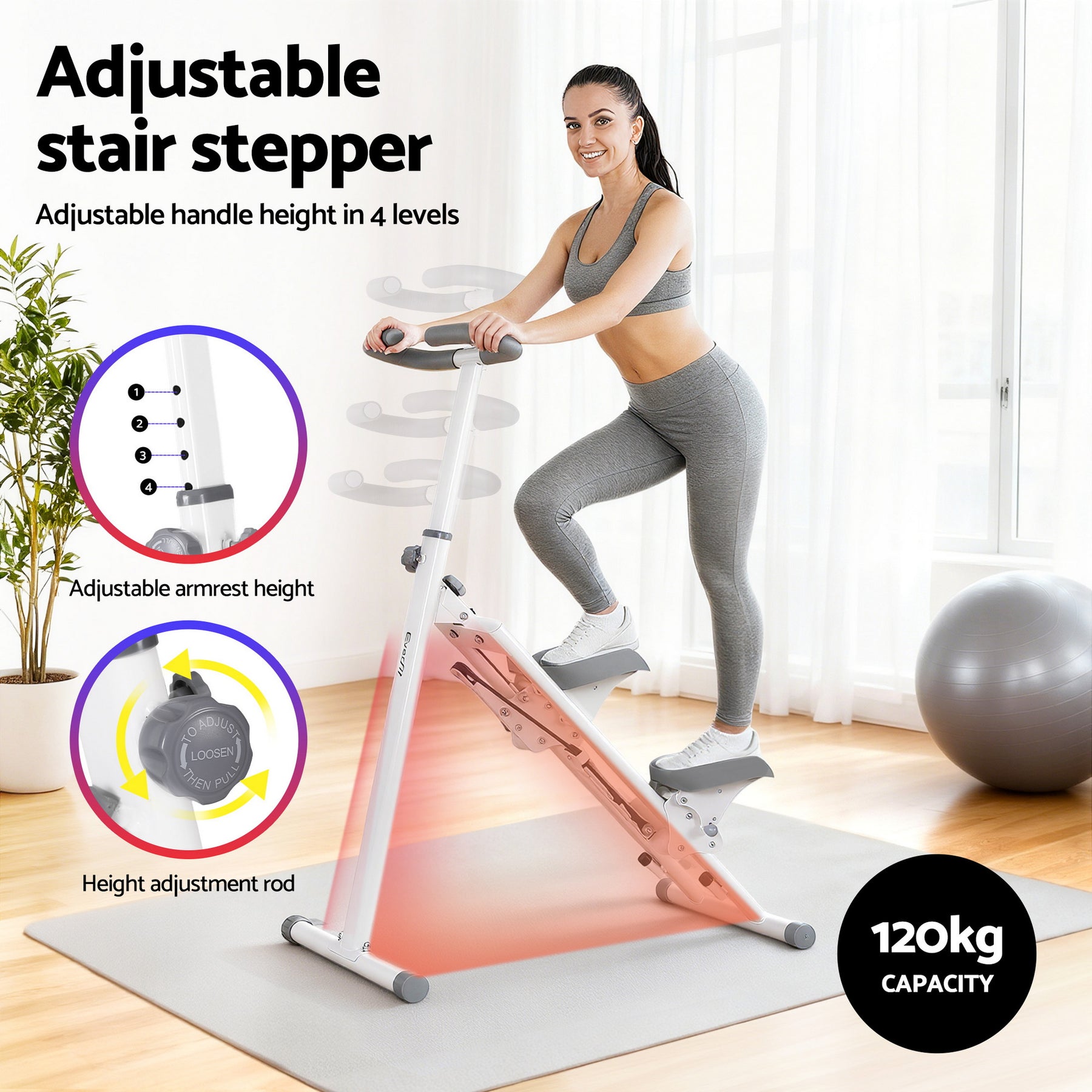 Everfit Step Machine Stair Climber for Home Gym Exercise Foldable LED Display Adjustable Handlebar