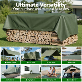 Instahut 4x6m Tarp Tarpaulin 600GSM Camping Canvas Heavy Duty Water Resistant
