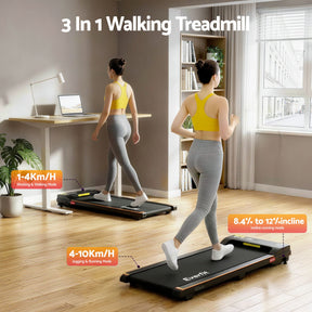 Everfit 3-in-1 Walking Pad Treadmill 12% Incline Under Desk 38cm Belt