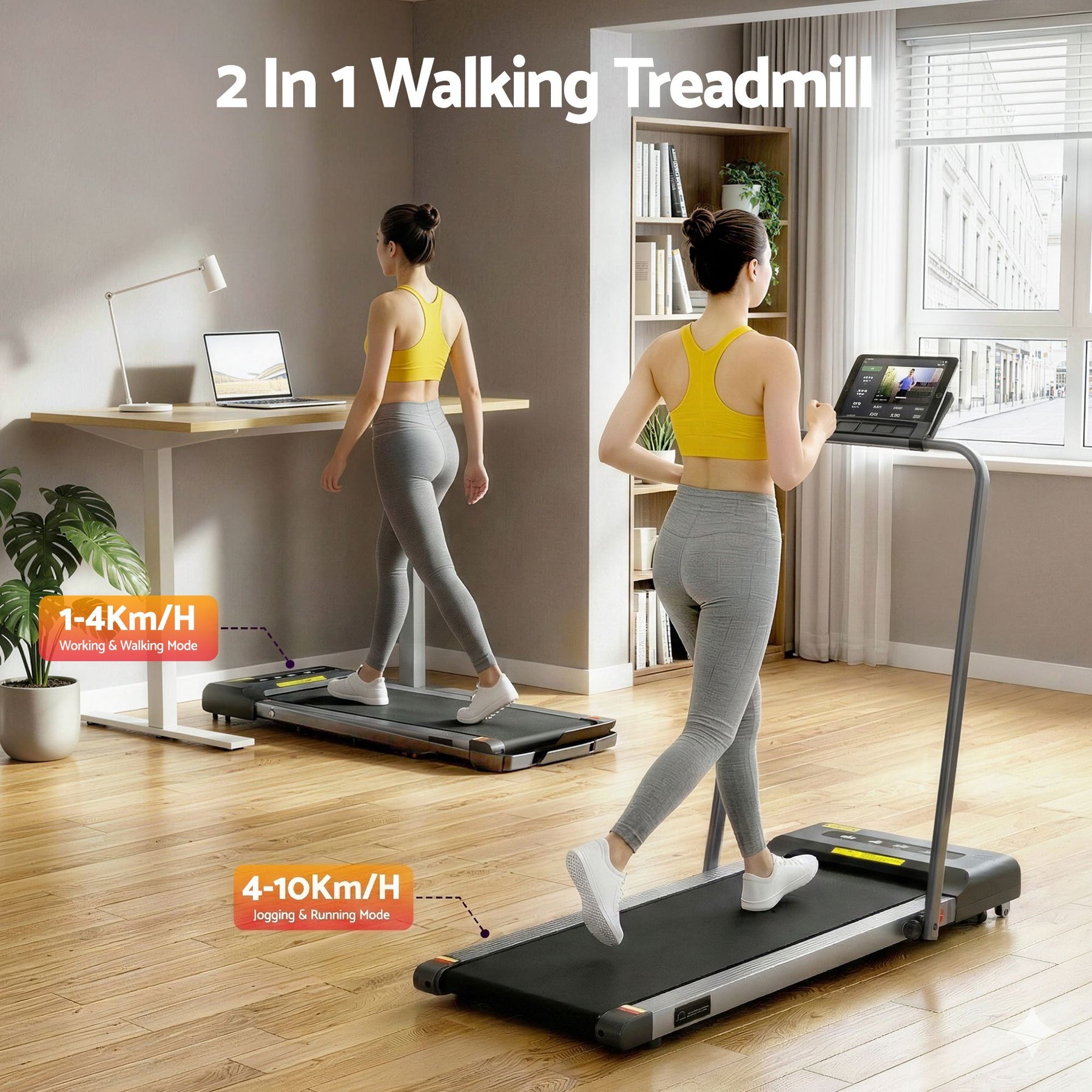 Everfit 2-in-1 Walking Pad Treadmill Under Desk Home Fitness Grey