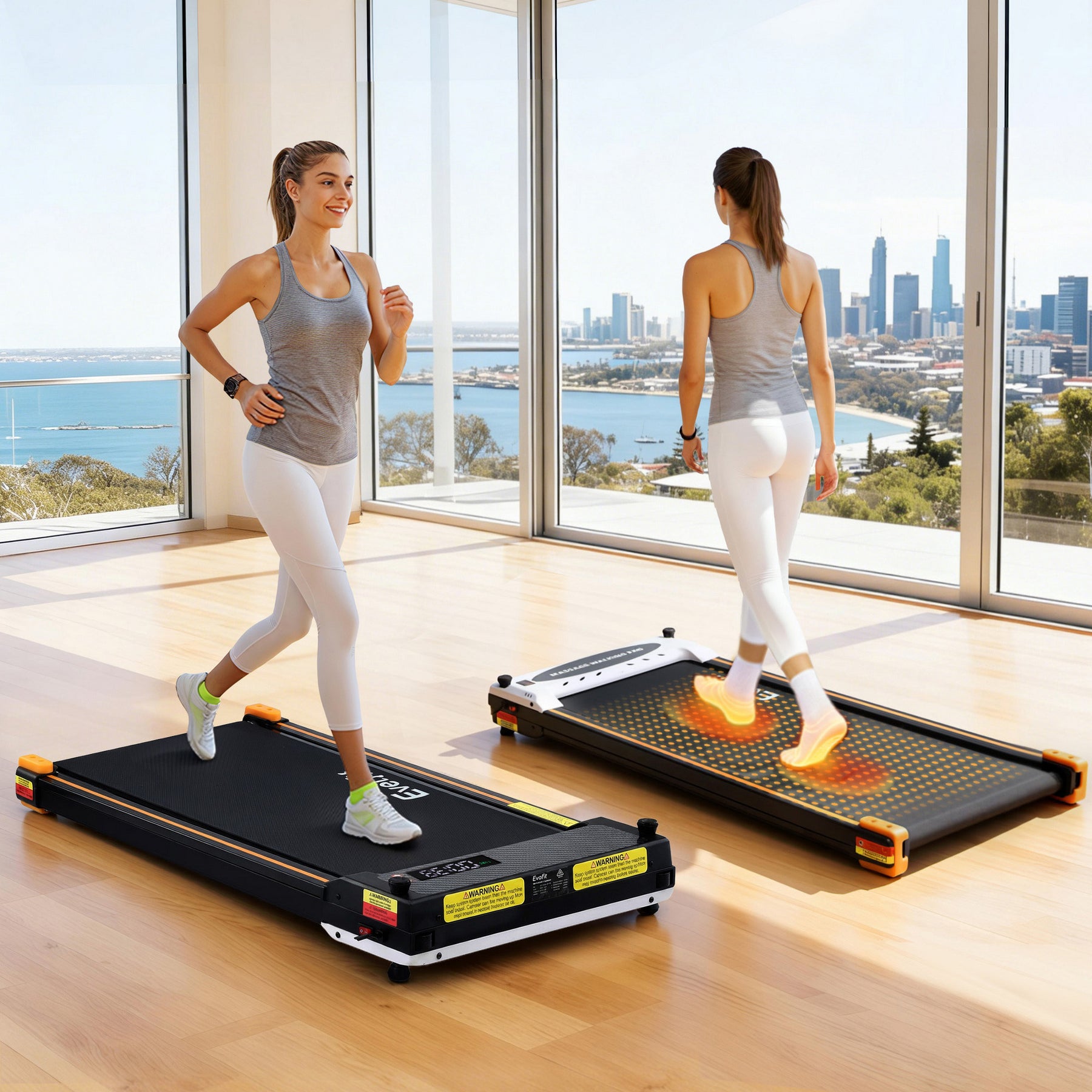 Everfit 2-in-1 Walking Pad Treadmill with Massage Function 380mm Black