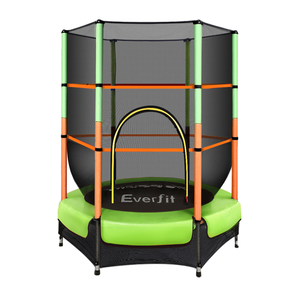 Everfit 4.5FT Trampoline for Kids w/ Enclosure Safety Net Rebounder Gift Green