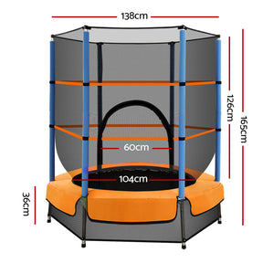 Everfit 4.5FT Trampoline for Kids Trampoline w/ Enclosure Safety Net Rebounder Gift Orange