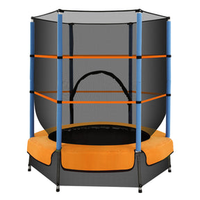 Everfit 4.5FT Trampoline for Kids Trampoline w/ Enclosure Safety Net Rebounder Gift Orange