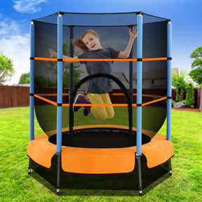 Everfit 4.5FT Trampoline for Kids w/ Enclosure Safety Net Rebounder Gift Orange