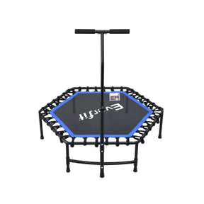 Everfit 48inch Hexagon Fitness Trampoline Rebounder Adjustable Handrail Blue