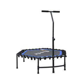 Everfit 48inch Hexagon Fitness Trampoline Rebounder Adjustable Handrail Blue