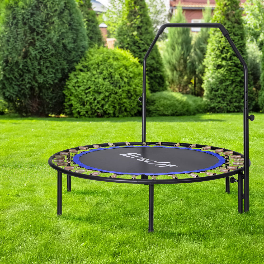 Everfit 48inch Round Fitness Trampoline Rebounder Adjustable Handrail Blue