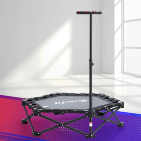 Everfit Fitness Foldable Trampoline Rebounder Adjustable Handle Indoor Exercise Black