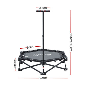 Everfit Fitness Foldable Trampoline Rebounder Adjustable Handle Indoor Exercise Black