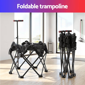 Everfit Fitness Foldable Trampoline Rebounder Adjustable Handle Indoor Exercise Black