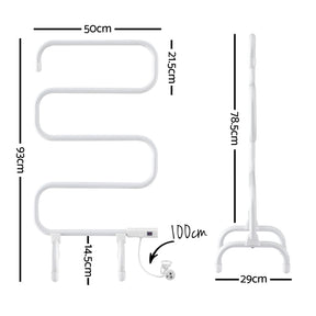 Devanti Heated Towel Rail Freestanding Wall Mounted S-Shape Electric Warmer Rack