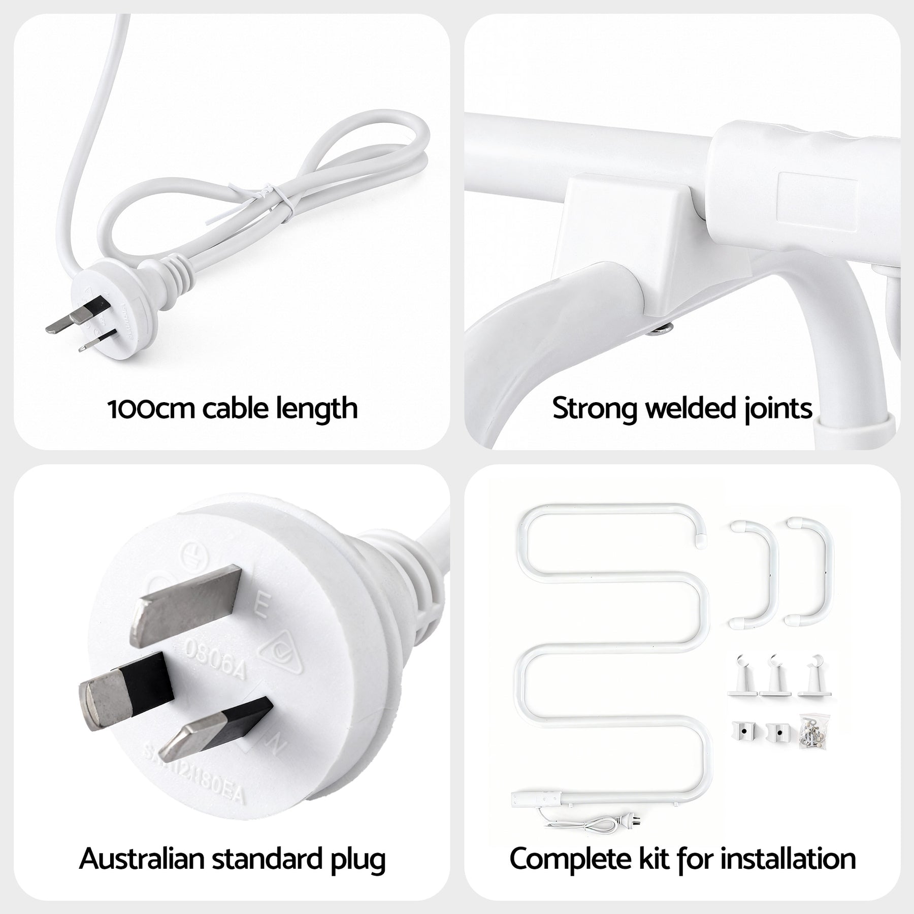 Devanti Heated Towel Rail Freestanding Wall Mounted S-Shape Electric Warmer Rack