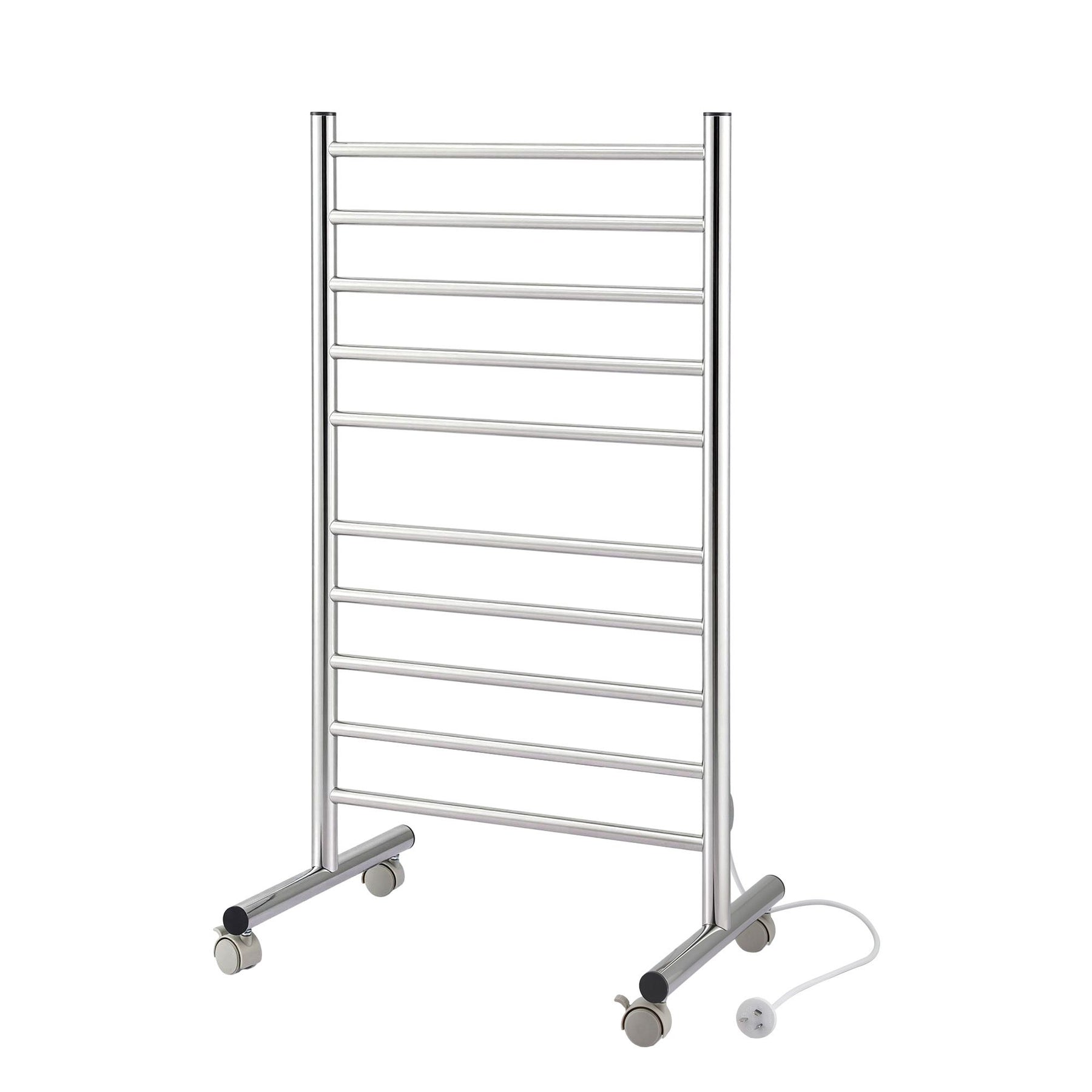 Devanti 10-Bar Freestanding Heated Towel Rail 3-5 Mins Fast Heating Electric Towel Warmer for Bathroom Winter Drying Stainless Steel Plug In 100W