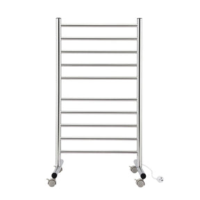Devanti 10-Bar Freestanding Heated Towel Rail 3-5 Mins Fast Heating Electric Towel Warmer for Bathroom Winter Drying Stainless Steel Plug In 100W
