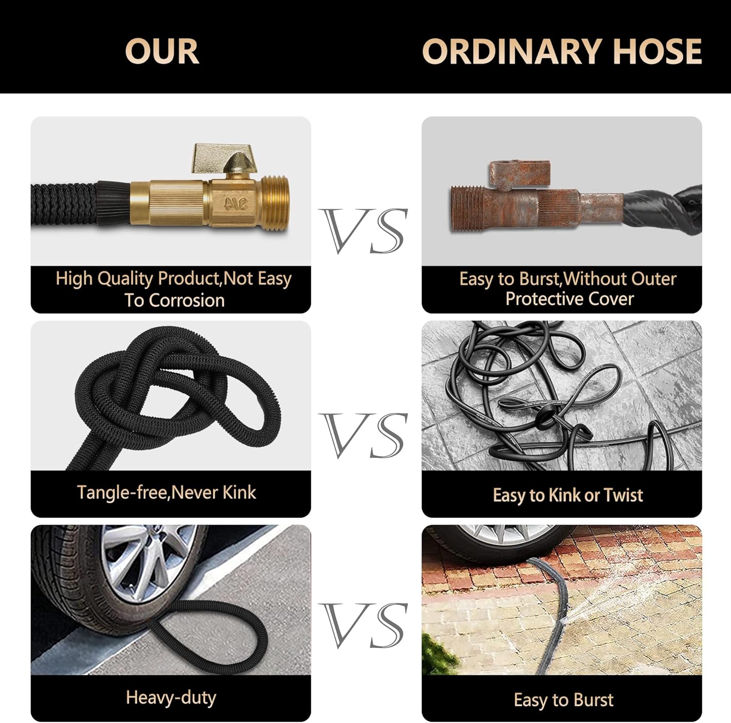 75FT Expandable Garden Hose with 10 Spray Nozzle