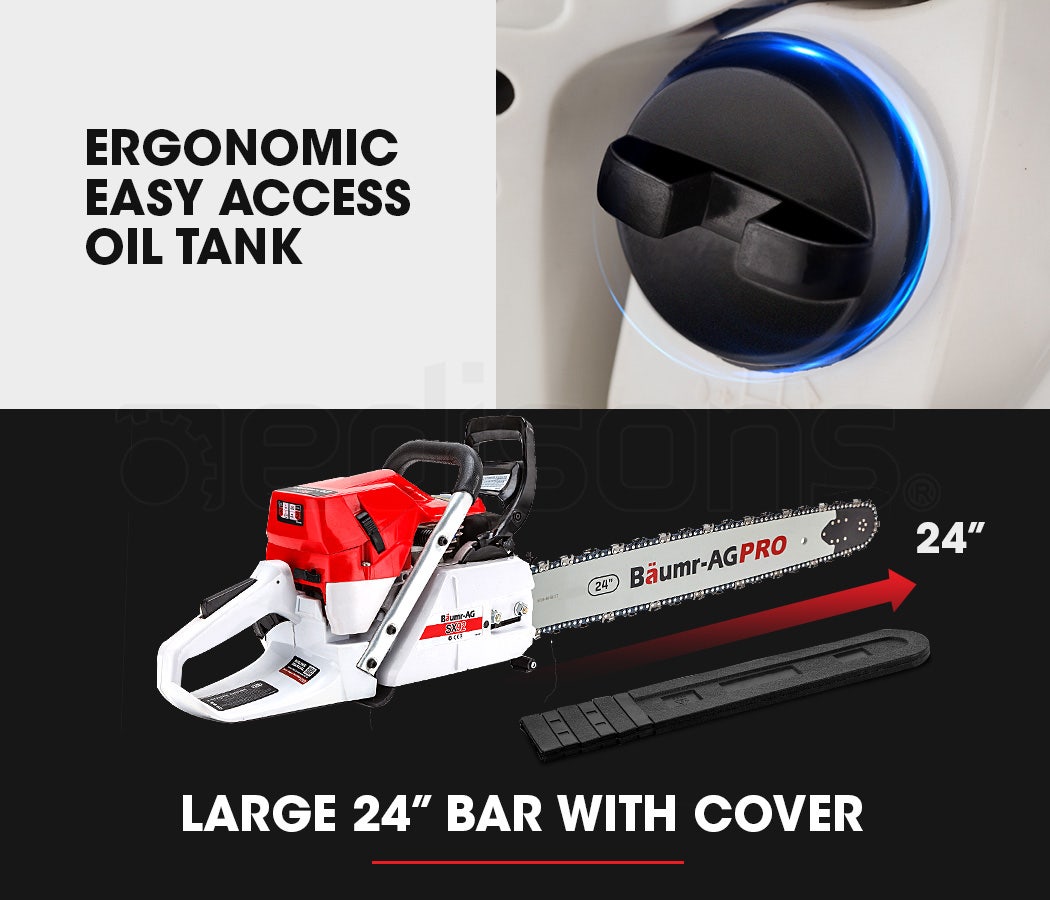 BAUMR-AG 72cc Petrol Chainsaw 24" Bar E-Start Top Handle Saw