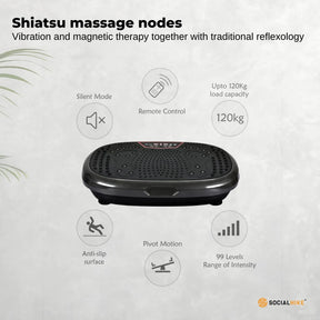Social Hike 60cm Vibration Plate Machine Full Body Exercise Platform Black