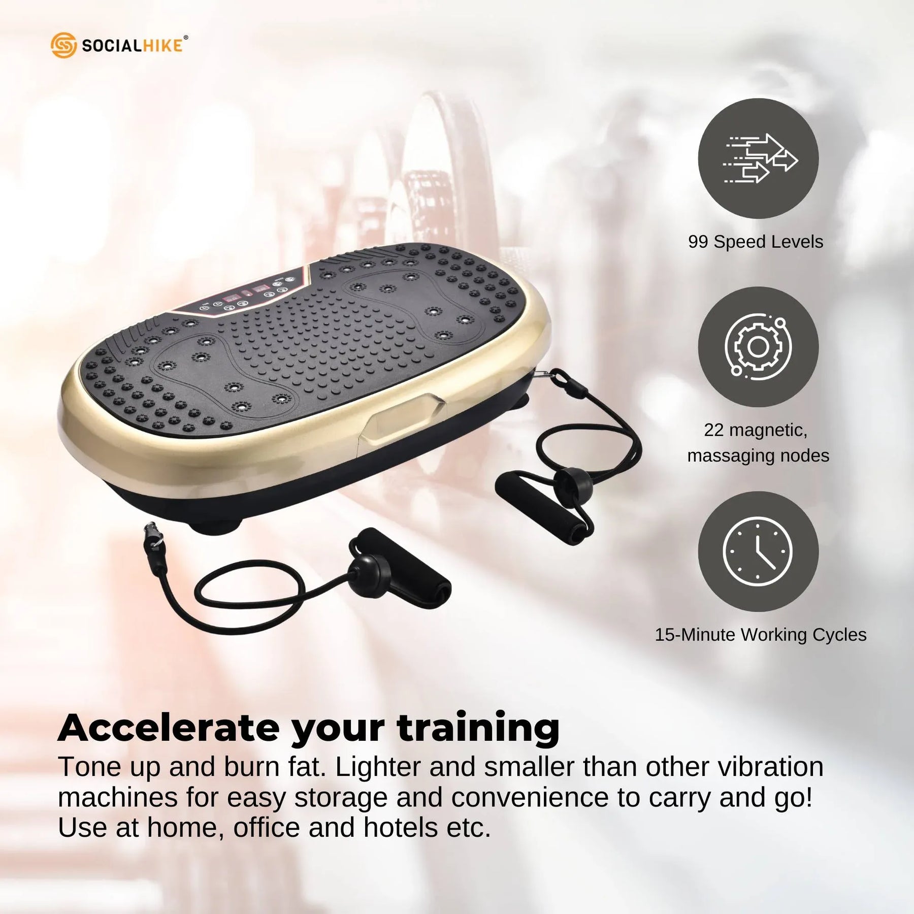 Social Hike 60cm Vibration Plate Machine Full Body Exercise Platform Gold