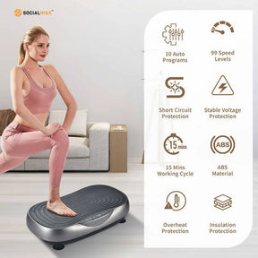 Social Hike 55cm Vibration Plate Machine Full Body Exercise Platform 200W Grey