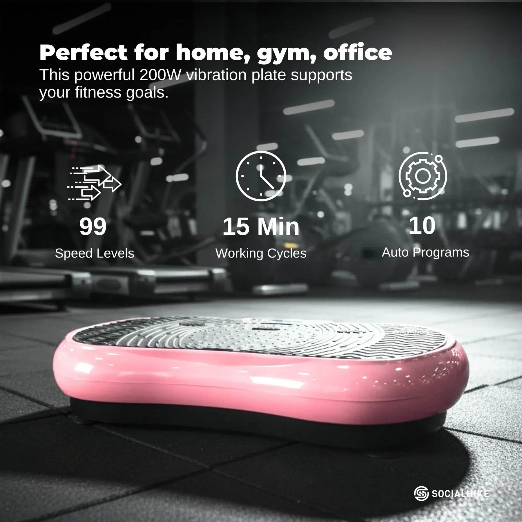Social Hike Vibration Plate Exercise Platform - Vibrating Workout Machine Pink