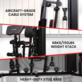 Powertrain Jx-89 Multi Station Home Gym 68kg Weight Cable Machine