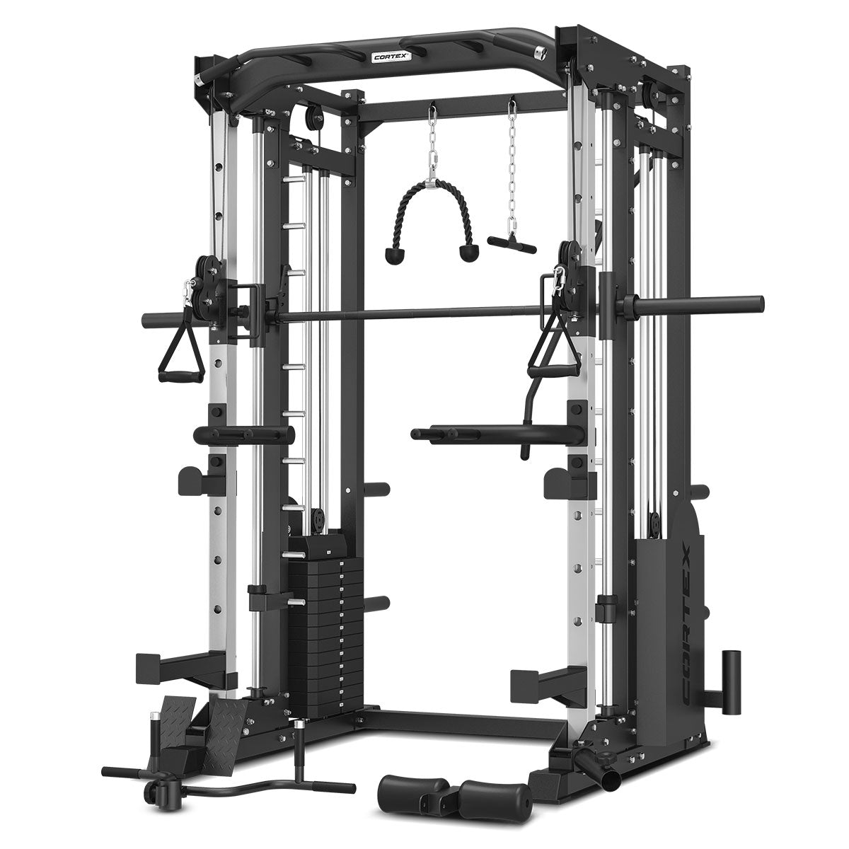 CORTEX SM-25 6-in-1 Power Rack with Smith & Cable Machine + BN6 Bench + 130kg Olympic Weight Plate & Barbell Package