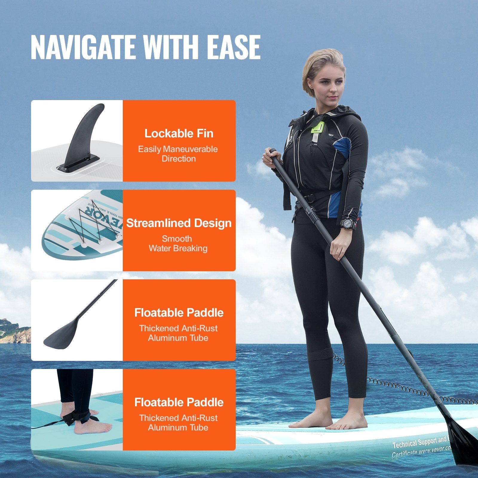 Inflatable Stand Up Paddle Board, 152 mm Wide SUP Paddleboard, with Board Accessories, Pump, Paddle, Fin, Phone Bag, Backpack, Ankle Leash, Repair Kit, Non-slip Deck for Youth & Adults