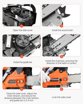 40 cc Gas Chainsaw, 355 mm Gas Powered Chainsaw, 1.3 kW Power Chain Saw with Non-Slip Handle, Gas-Powered Chainsaws with Dual Fuel Tanks, For Wood Cutting, Tree Trimming, and Land Clearing