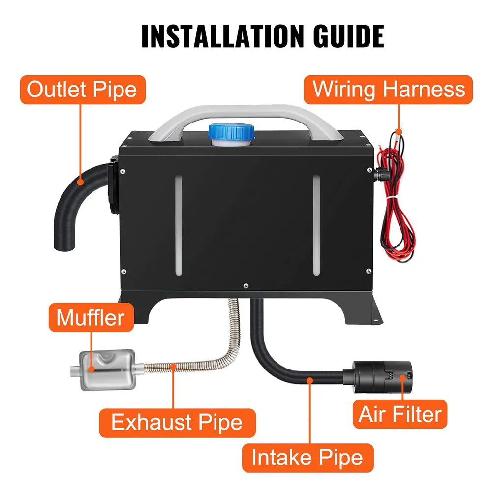 12V 8KW Diesel Air Heater Kit with LCD Display & Remote Control
