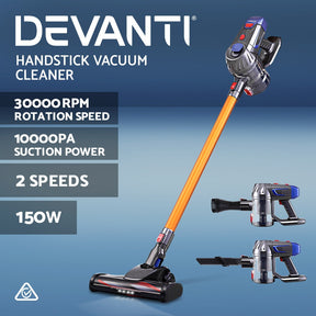 Devanti Stick Vacuum Cleaner Bagless Cordless 150W Gold