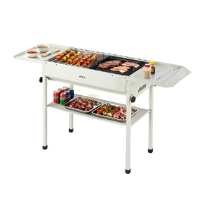 Grillz Portable BBQ Grill w/ Stainless Steel Racks & Pans for Outdoor