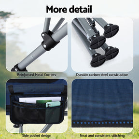 Weisshorn Camping Chair Folding Outdoor Portable Seat Lightweight Beach Picnic Fishing Capacity 120KG Navy Blue