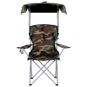 Weisshorn Camping Chair With Canopy Folding Outdoor Portable Seat Lightweight Beach Picnic Fishing Capacity 120KG Army Green