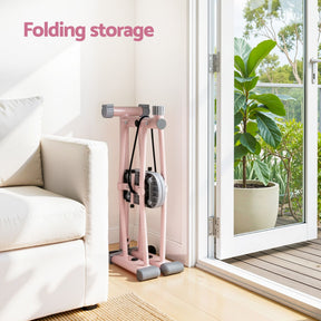 Everfit Foldable Ski Exercise Machine Leg Thigh Trainer Home Fitness Cardio Pink