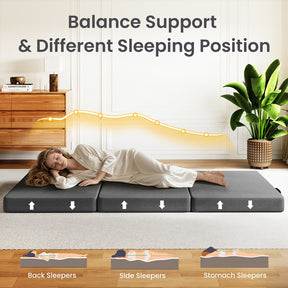 15cm Small Single BedStory 3-Fold Mattress Folding Foam Bed Washable Cover, 180x70cm